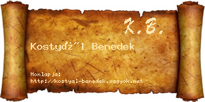 Kostyál Benedek névjegykártya